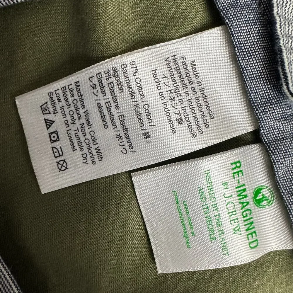 J.Crew 484 Slim Fit Stretch Chino Pant Khaki Green Cotton Mens W 34 L 30 NWT